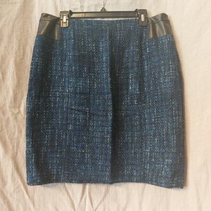 Vtg Adrienne Vittadini teal woolzblend tweed skirt, side zip, sz 12, NWOT